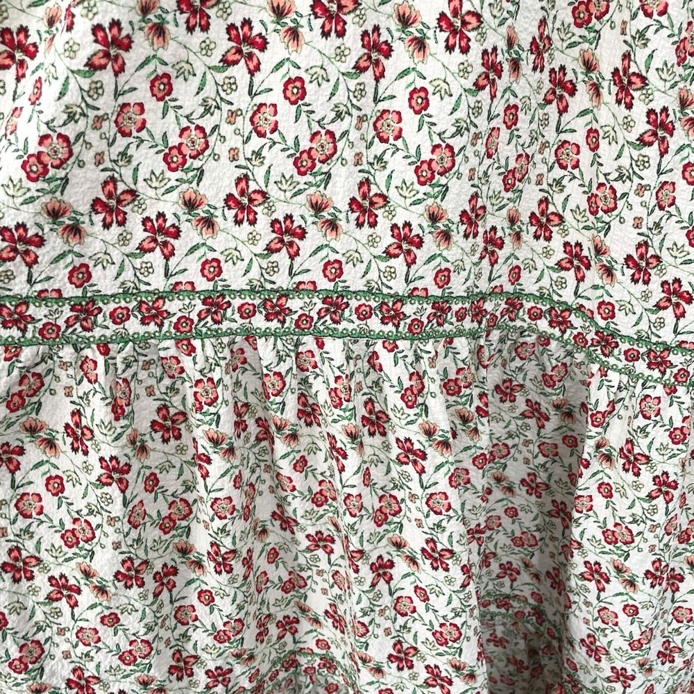 NEW Max Studio Small Floral Maxi Dress Smocked Waist Ruffle Sleeve Cottagecore - Picture 8 of 12